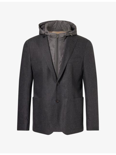 CORNELIANI Hooded Cashmere-Flannel and Wool Jacket