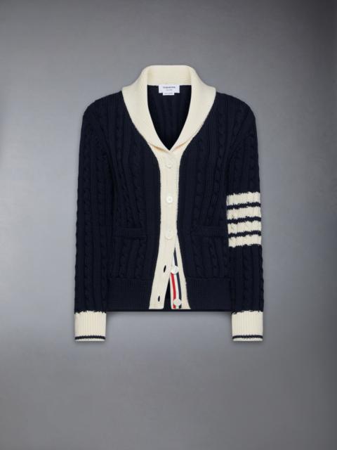 Thom Browne Classic Wool 4-Bar Cable Knit Cardigan