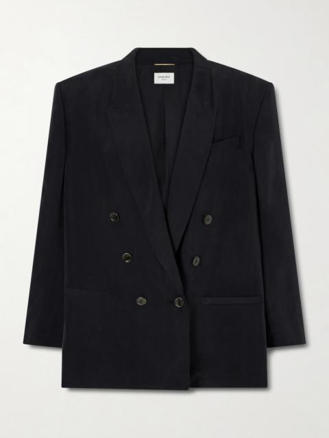 SAINT LAURENT Double-breasted Silk-habotai Blazer