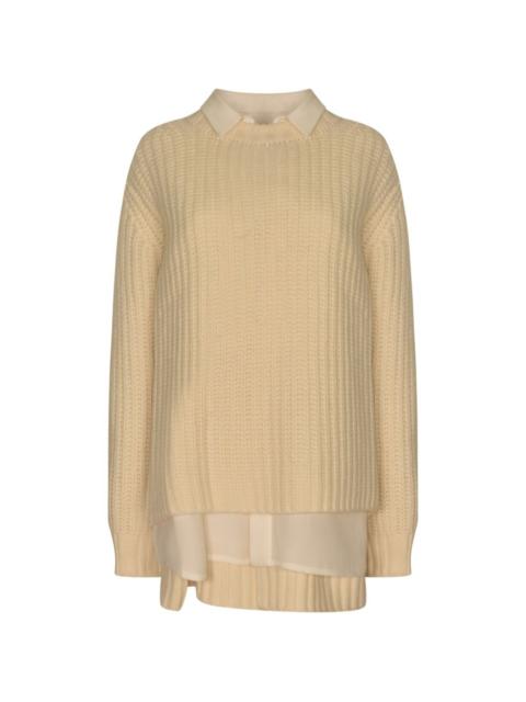 sacai collared knitted dress