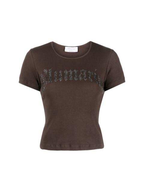 logo-embellished ribbed-knit T-shirt