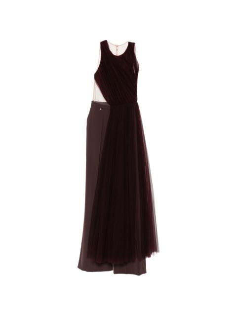 ELISABETTA FRANCHI x Pronovias pleated tulle-overlay jumpsuit