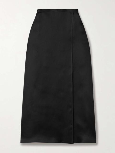 Mila wrap-effect silk-gazar maxi skirt