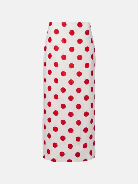 CALA de la CRUZ Bruna polka-dot linen maxi skirt