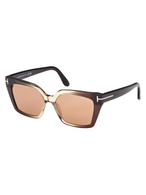 TOM FORD Women's Winona Acetate 53MM Cat-Eye Sunglasses - Shiny Transparent Light Brown