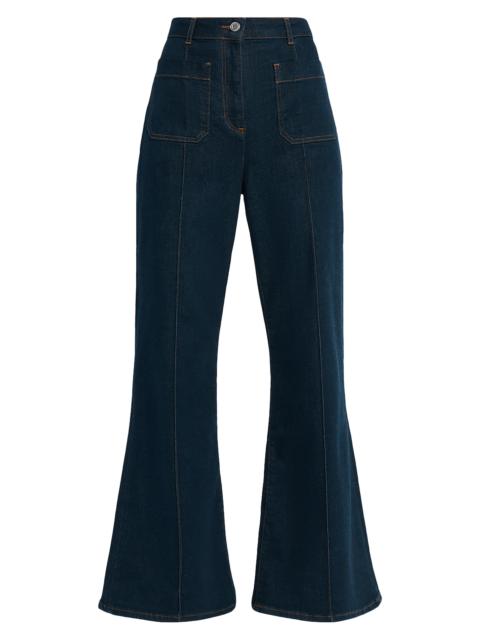 REISS Women's Sakura High-Rise Stretch Flare Jeans - Dark Blue