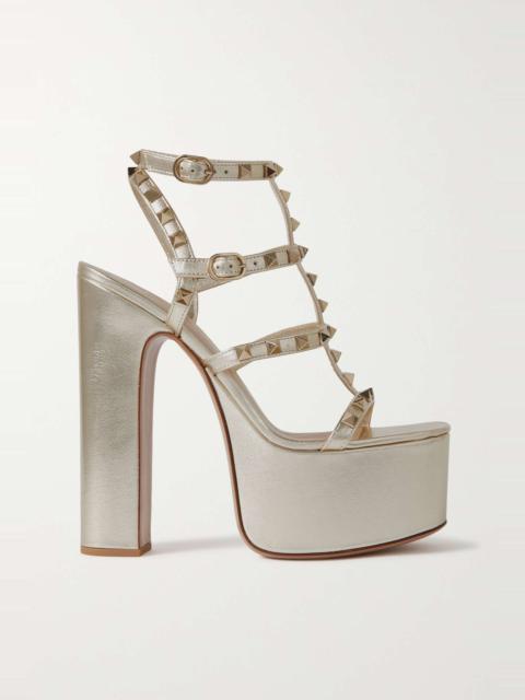 Valentino Garavani Rockstud 155 metallic leather platform sandals