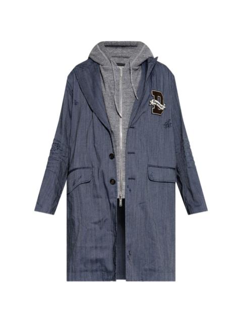 DSQUARED2 distressed herringbone coat