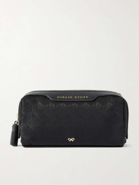 Anya Hindmarch + NET SUSTAIN Girlie Stuff textured leather-trimmed ECONYL cosmetics case Black