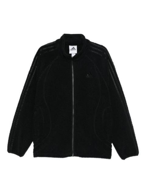 Borg three-stripe zip sweatshirt