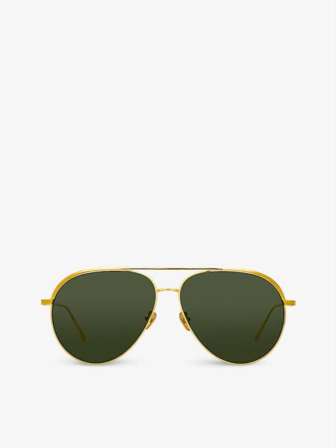 Roberts LFL1078 C1 22ct yellow gold-plated titanium aviator-frame sunglasses