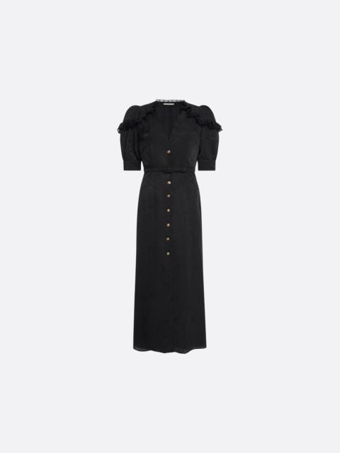 Alessandra Rich SILK JACQUARD MIDI DRESS WITH V-NECKLINE
