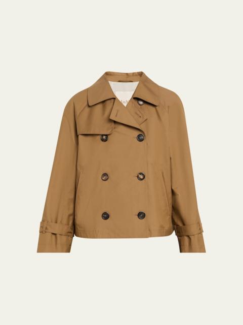 Max Mara Studio Short Water-Repellent Twill Trench Coat