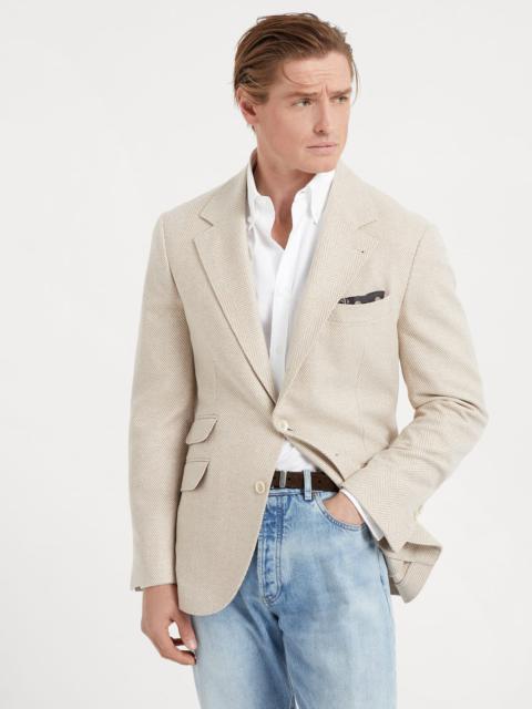Brunello Cucinelli Brushed wool and cashmere chevron deconstructed Cavallo blazer
