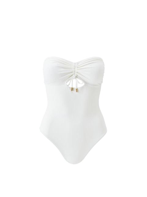 MELISSA ODABASH LUCCA CREAM RIBBED SWIMSUIT