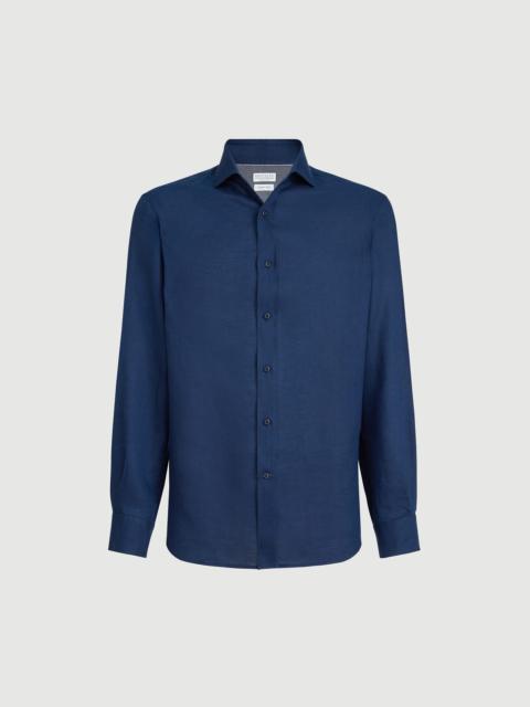 Brunello Cucinelli Linen easy fit shirt with spread collar