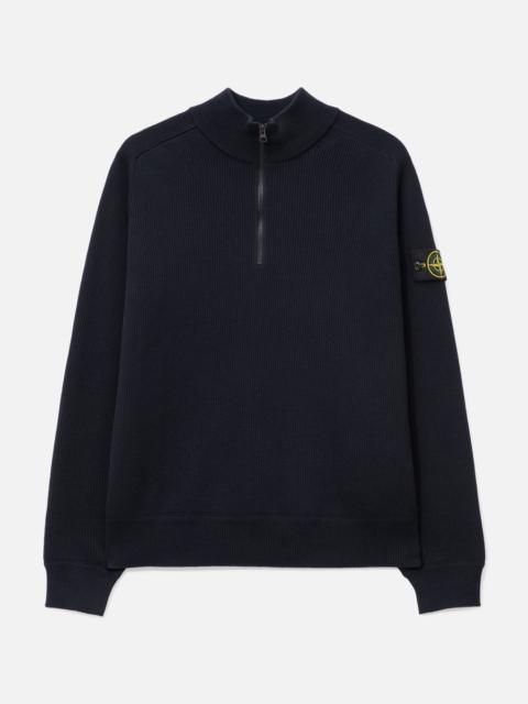 Stone Island RIBBED SOFT ORGANIC COTTON HALF-ZIP JUMPER