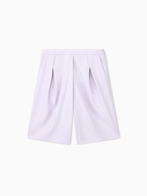 EMPORIO ARMANI BERMUDA SHORTS IN TECHNO CADY WITH FRONT PLEATS