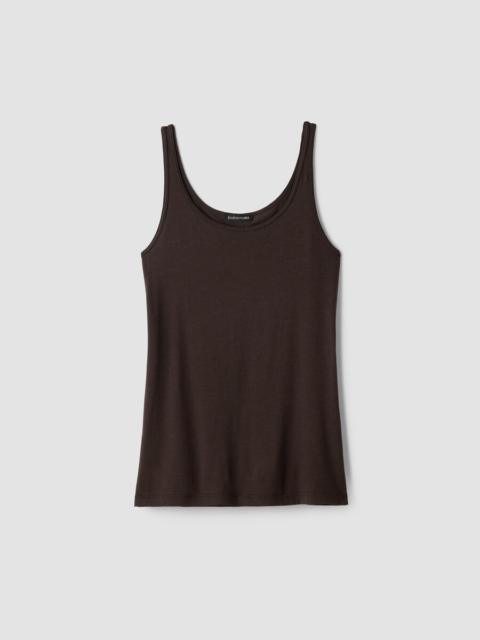 EILEEN FISHER Sheer Cotton Blend Knit Scoop Neck Tank