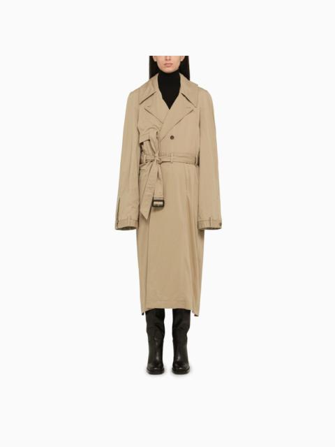 Single-breasted beige cotton trench coat