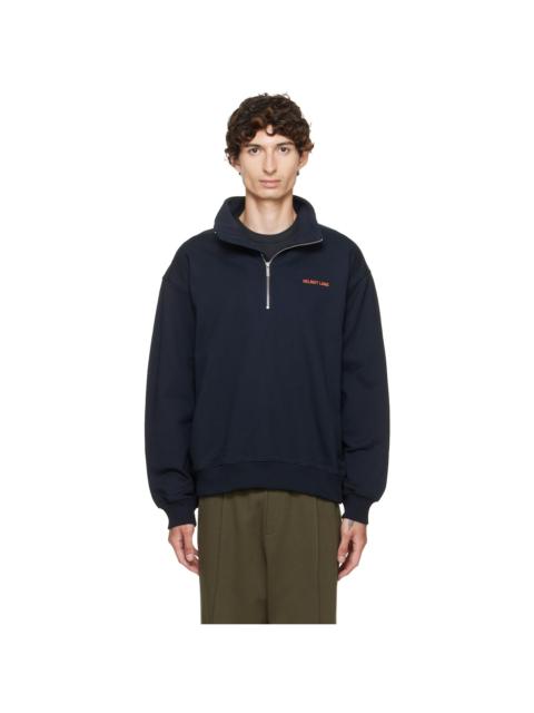 Helmut Lang Navy Logo Quarter Zip Sweatshirt