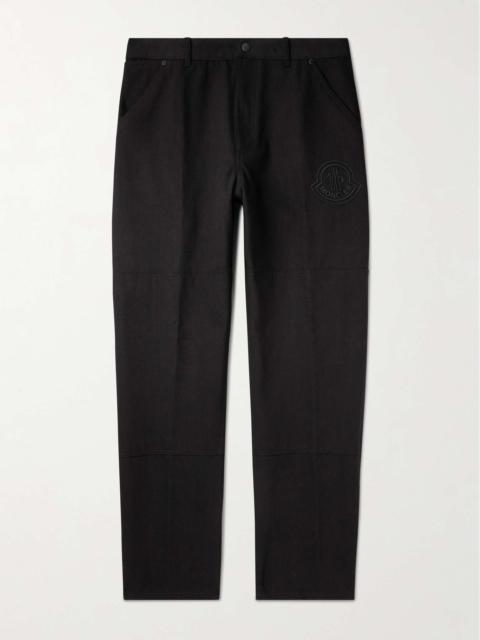 Straight-Leg Logo-Embroidered Cotton-Canvas Trousers