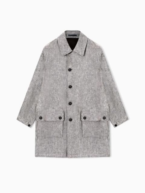 GIORGIO ARMANI MÉLANGE LINEN PEA COAT