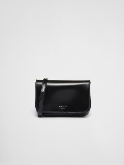 Brushed leather mini-bag with shoulder strap