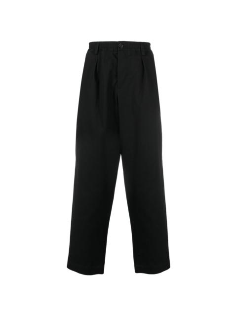 mid-rise tapered-leg cotton trousers
