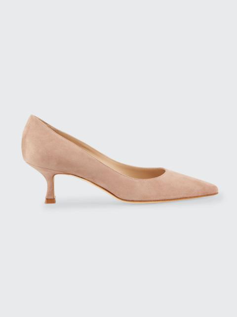 Manolo Blahnik Srila Suede Low-Heel Pump