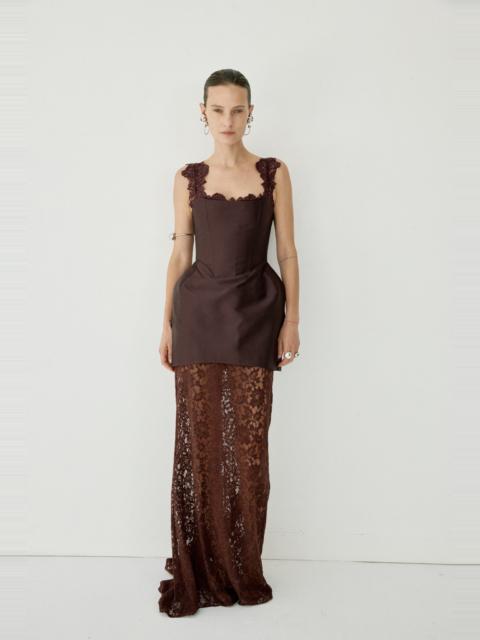De La Vali HECATE MAXI DRESS IN PLUM TWILL