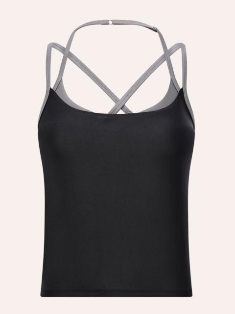 P.E NATION LUMINA TANK IN BLACK & DARK SILVER SHINE