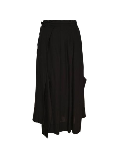 Yohji Yamamoto unbalanced tuck mid skirt
