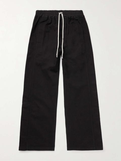 Rick Owens DRKSHDW Pusher Wide-Leg Cotton-Canvas Drawstring Trousers