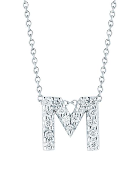 ROBERTO COIN Women's Tiny Treasures 0.08 TCW Diamond & 18K White Gold Initial Necklace - Initial M
