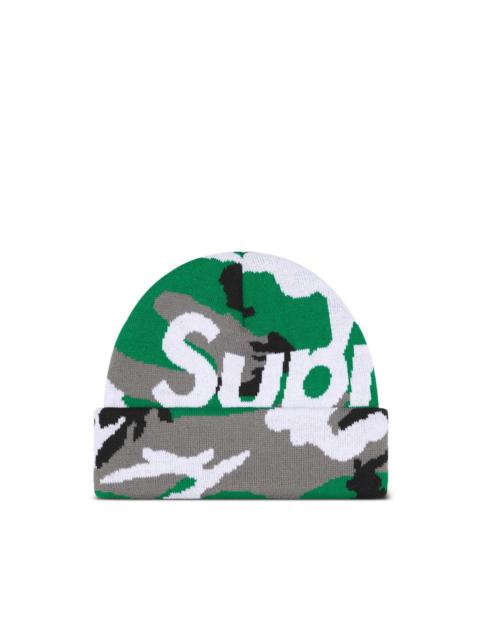 Supreme camouflage logo beanie hat
