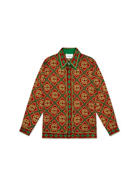 CASABLANCA Burgundy Diamond Monogram Silk Shirt