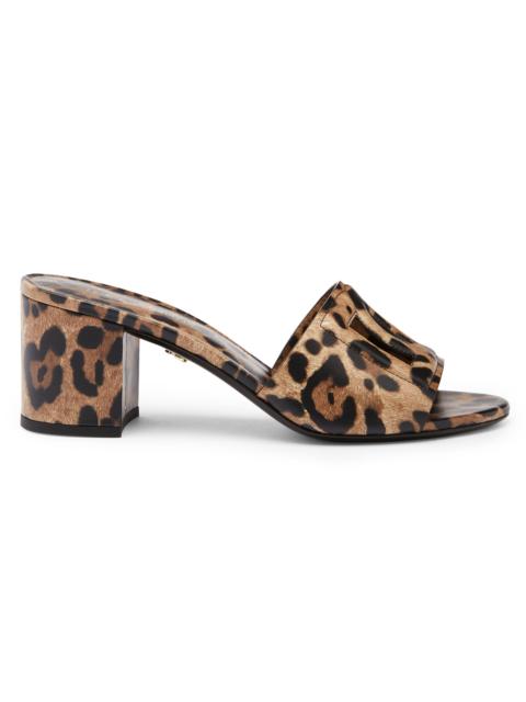Dolce & Gabbana Women's 60MM Logo Leopard-Print Leather Sandals - Leo New