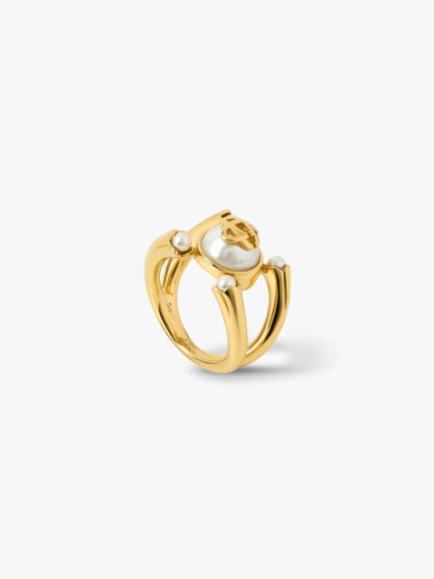 CASABLANCA Gold & White Lotus Pearl Ring | Casablanca Paris