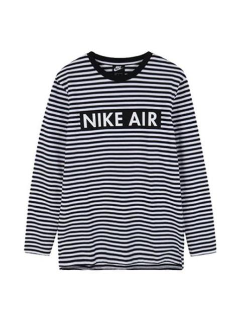 Nike Nike Air Top Ls Alphabet Logo Printing Black White Stripe Long Sleeves Black White 930462-101