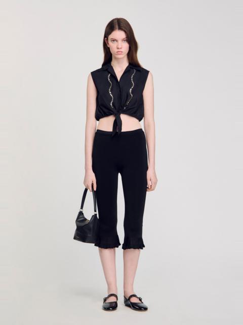 Sandro RHINESTONE CROPPED SHIRT