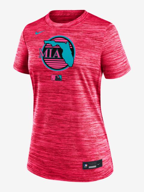 Nike Miami Marlins Authentic Collection City Connect Velocity Women's Nike Dri-FIT MLB T-Shirt