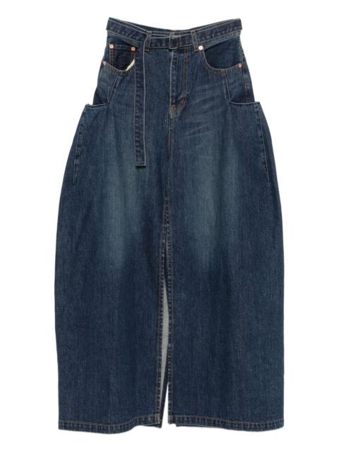 belted denim skirt