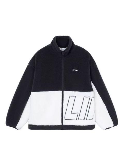 Li-Ning Li-Ning Logo Color Block Polar Fleece Jacket 'Black White' AFDR910-1