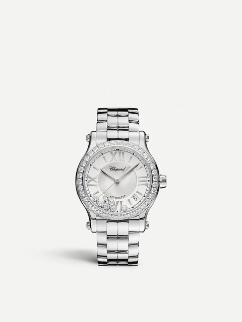 Happy Sport Medium stainless steel and diamond watch