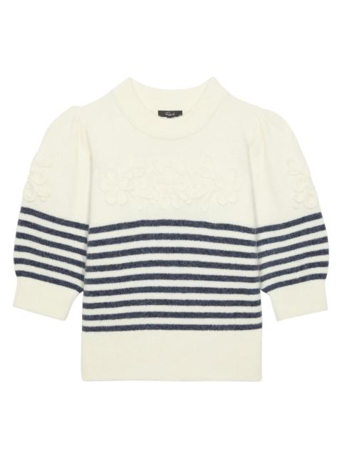 Rails Women's Martha Appliquéd Striped Crewneck Sweater - Ivory Navy Floral Stripe