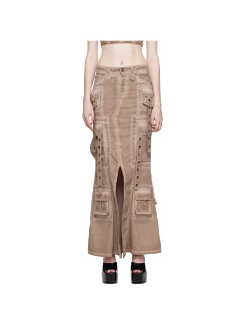 Brown Bellows Pocket Maxi Skirt