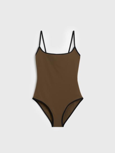 TOTEME Stripe edge swimsuit walnut