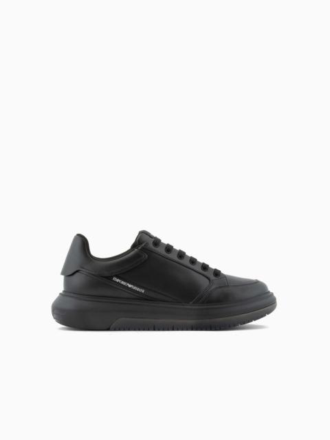 EMPORIO ARMANI Leather sneakers with side logo