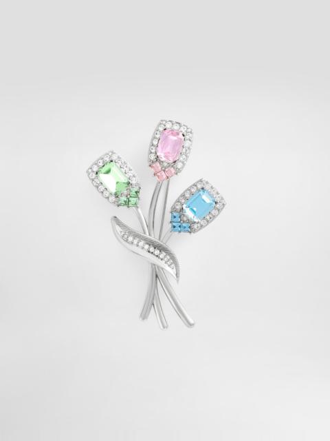 Dolce & Gabbana Sartoria floral brooch with rhinestones